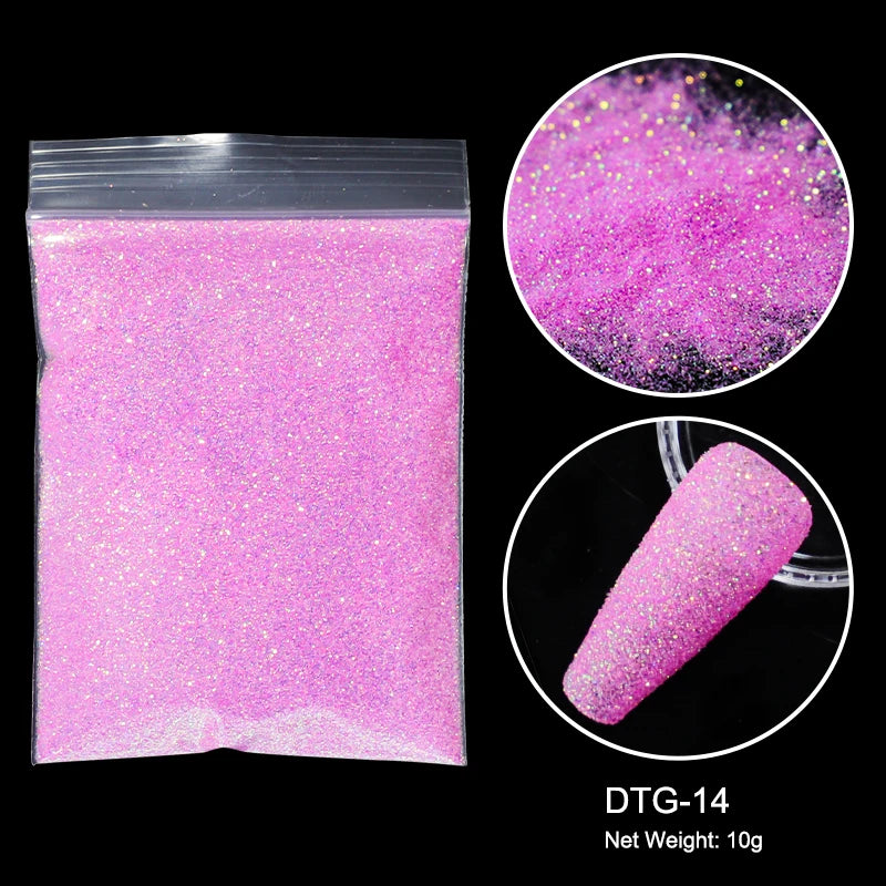 10g/bag Shining Sugar Nail Glitter Colorful Powder Candy Coat Effect White Black Pigment Dust Nails Art Decorations DIY Supplies