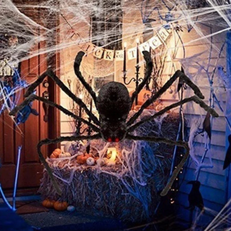 Halloween Big Plush Spider Horror Halloween Decoration Party Props Outdoor Giant Spider Decor 30-200cm Black Spider Plush Toy