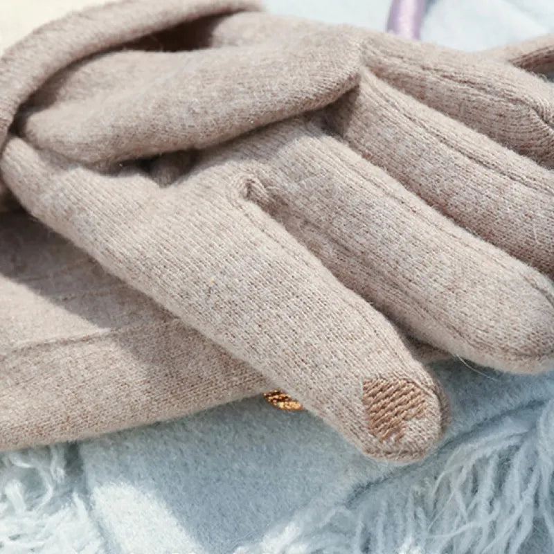 New Winter Women Keep Warm Touch Screen Elegant Simple Cashmere Gloves High Quality Elasticity Thickened Soft