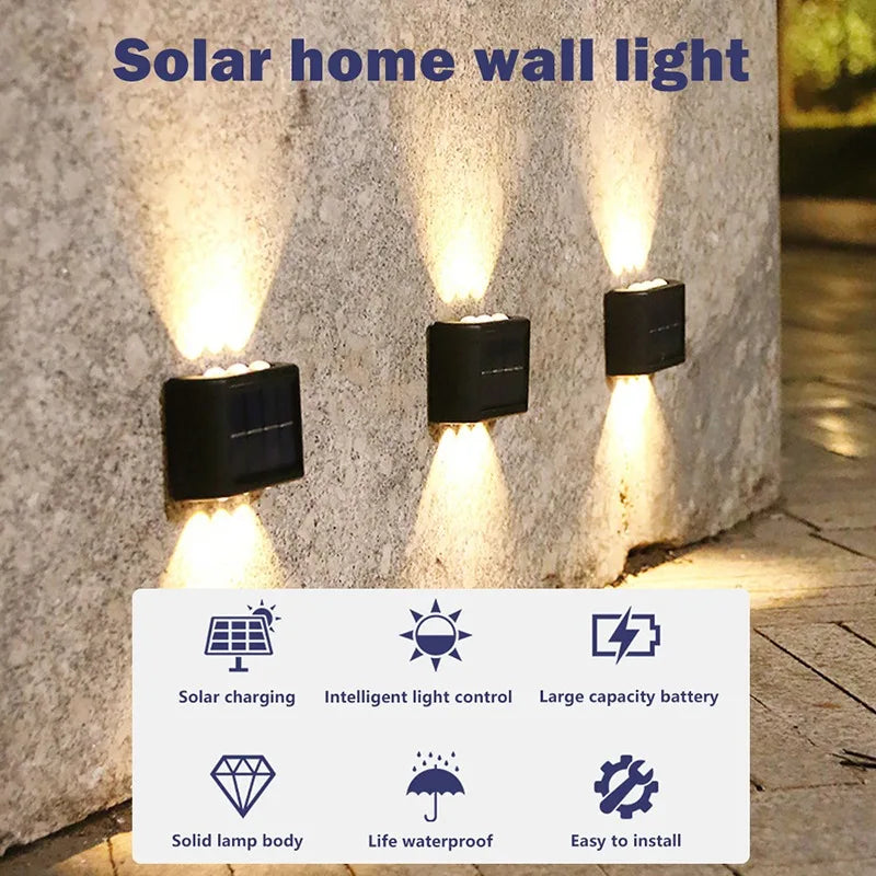 Outdoor Solar LED Wall Lights Waterproof Led Solar Lamp Up And Down Luminous Lighting For Garden Balcony Yard Street Decor Lamps