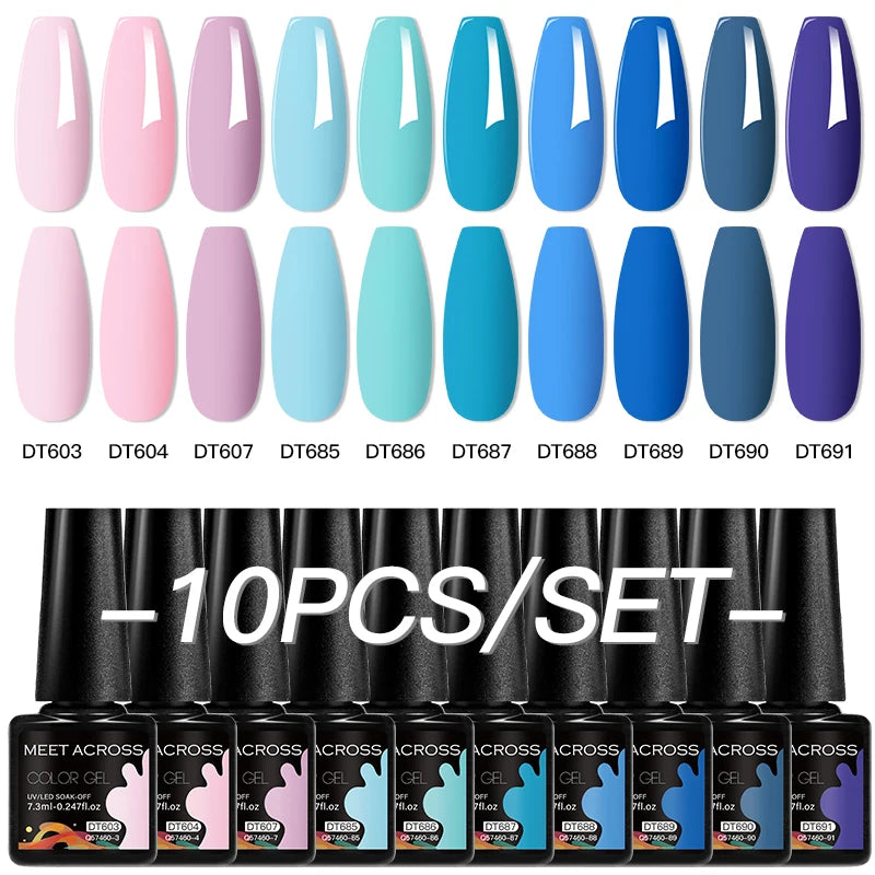 10Pcs Gel Nail Polish Set Macaron Color Semi Permanent UV Gel Varnish For Summer Long Lasting Manicure Kit Soak Off Nail Supplie