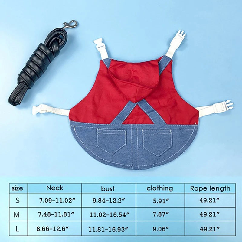 Pet Rabbit Clothes Denim Jacket Coat Small Animal Harness Leash Vest Bag Hat Set for Ferret Bunny Hamster Small Pet Supplies