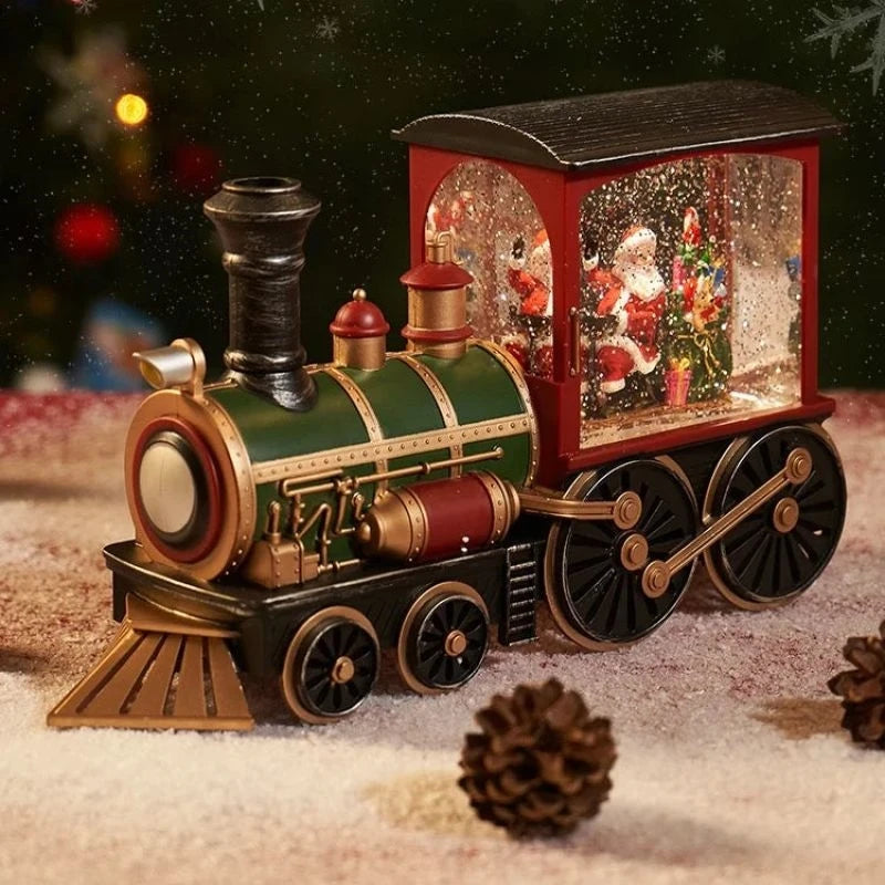 Santa Claus Snowman Christmas Gift Crystal Sequins Christmas Eve Music Box Train Crystal Ball Ornaments Desktop Decoration