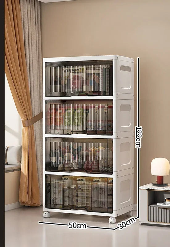 Flip Storage Cabinet Living Room Snack Storage Rack Bedroom Multi-Layer Storage Shelf Multi-Functional Storage Bins Shoe Boxes