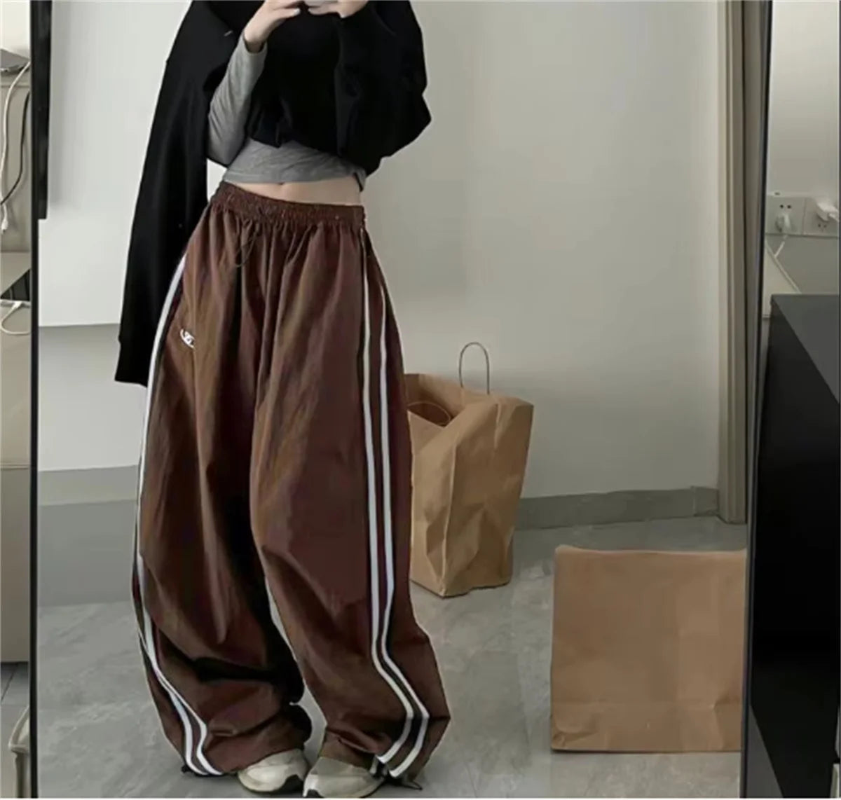 Women Y2K Vintage Cargo Pants Fashion New In Wide Leg Sweatpants Casual Drawstring Hip Hop Trousers Casual Baggy Streetwear Chic