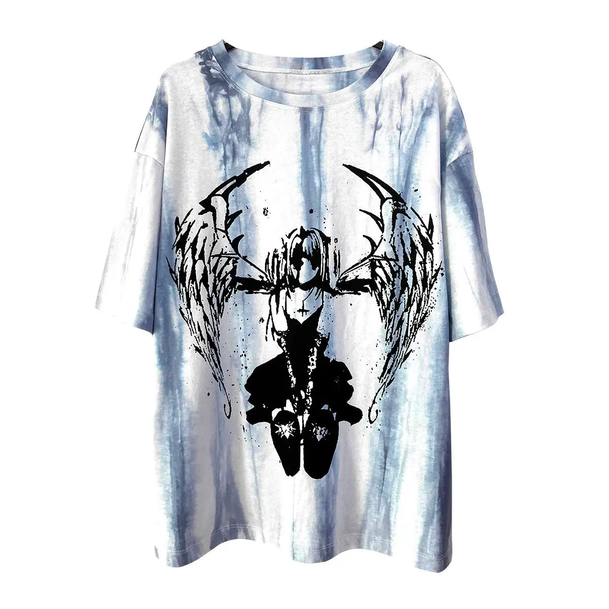 Summer Goth Female Tie dye printing Tee Harajuku Aesthetic Loose Men Women T-shirt Punk Grunge Streetwear Short Y2K Top