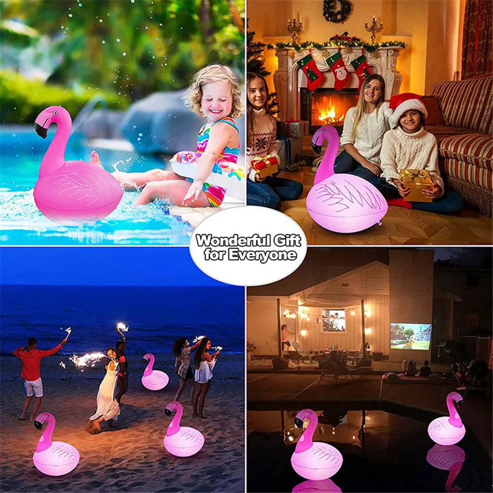 Solar Powered Flamingo Floating Pool Lights, 16 RGB Colors Changing LED Glow Ball Inflatable Flamingo for Outodr Pool Garden