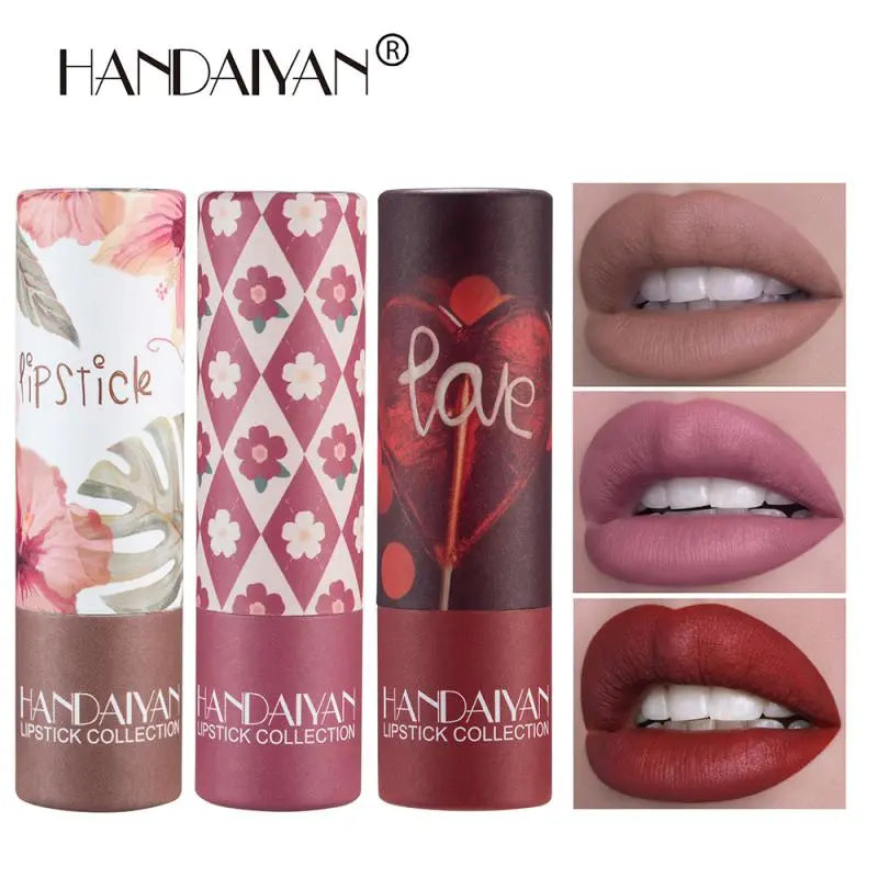 HANDAIYAN Matte Moisture Lipstick Waterproof Non-Stick Cup Velvet Nude Lip Gloss Professional Make-up For Women Korean Cosmetics