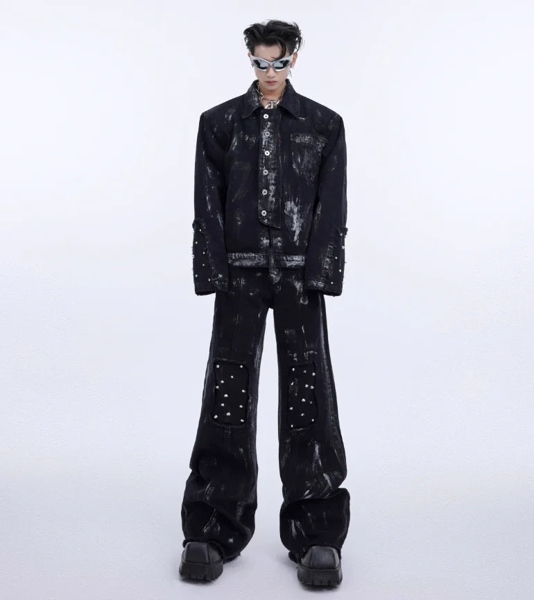 American Spring and Autumn Street Men and Women Trendy Personalized New Straight Jeans Couple Loose Retro Washed Casual Pants