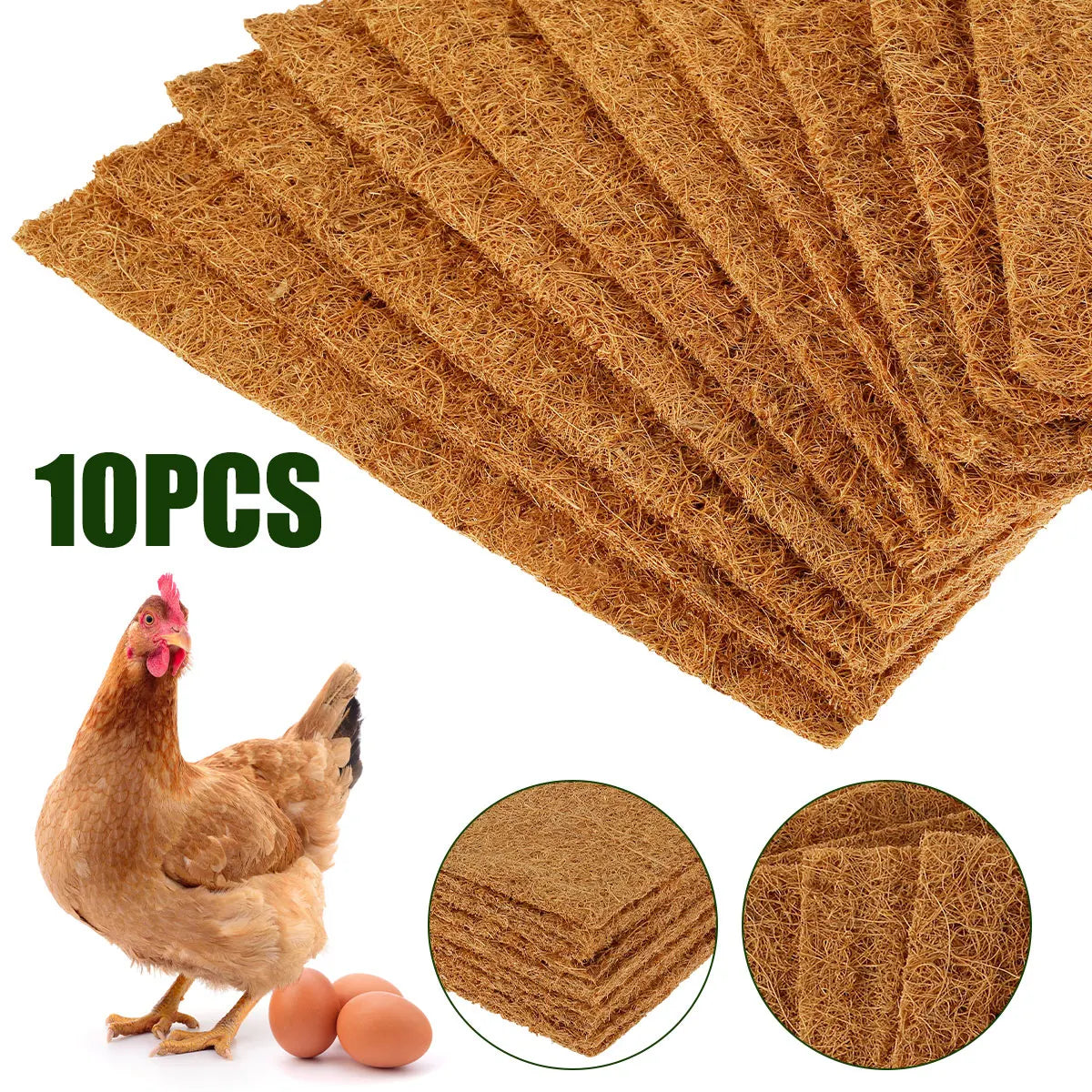 10Pcs 13 Inches Chicken Nesting Pads Multifunctional Reusable Hens Nest Bedding Mats Natural Coconut Palm Hens Nesting Pad