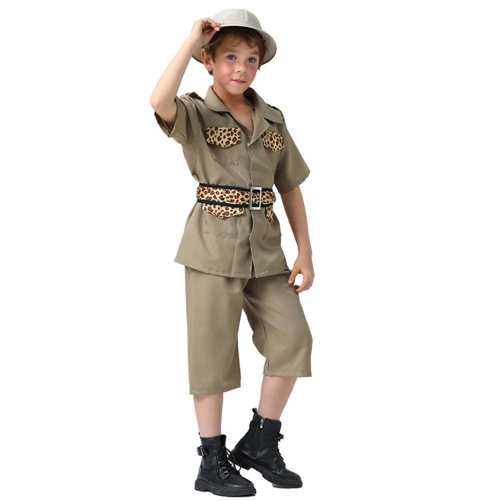 Jungle Explorer Cosplay Costume for Children Wildlife Ranger Performance Clothes Halloween Christmas Carnival Party Costumes