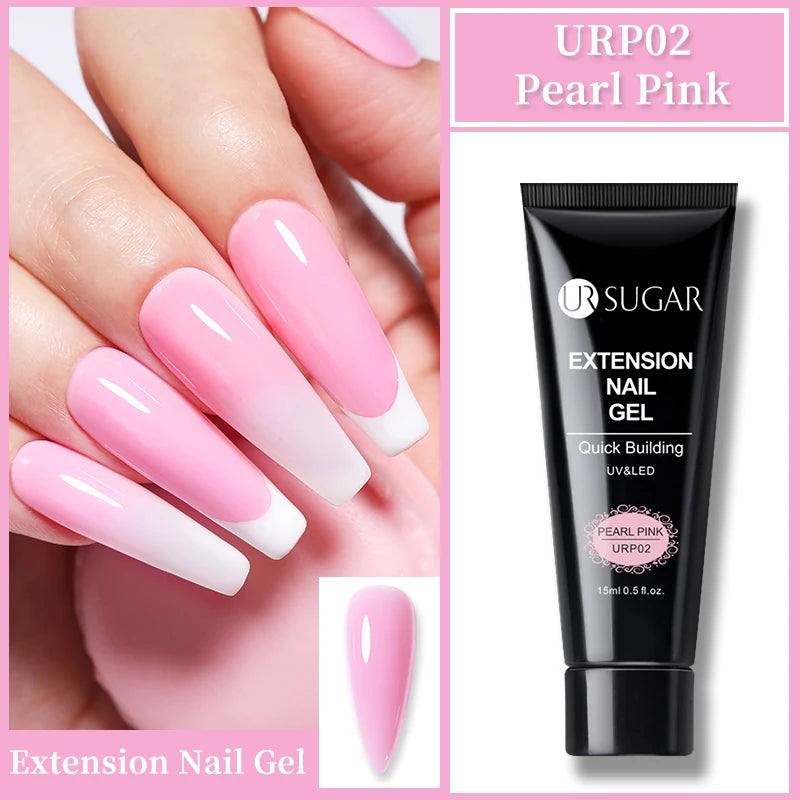 UR SUGAR 15ml Nude Pink Quick Extension Nial Gel Milky Jelly White Nail Gel Polish Semi Permanent Varnish UV LED Extension Gel