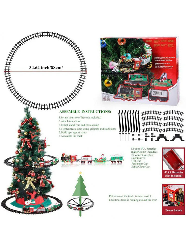 Christmas Train Set With Lights Sounds Railway Tracks Sets Locomotive Engine Fo Christmas Tree Gift For Kids Train Toy Car