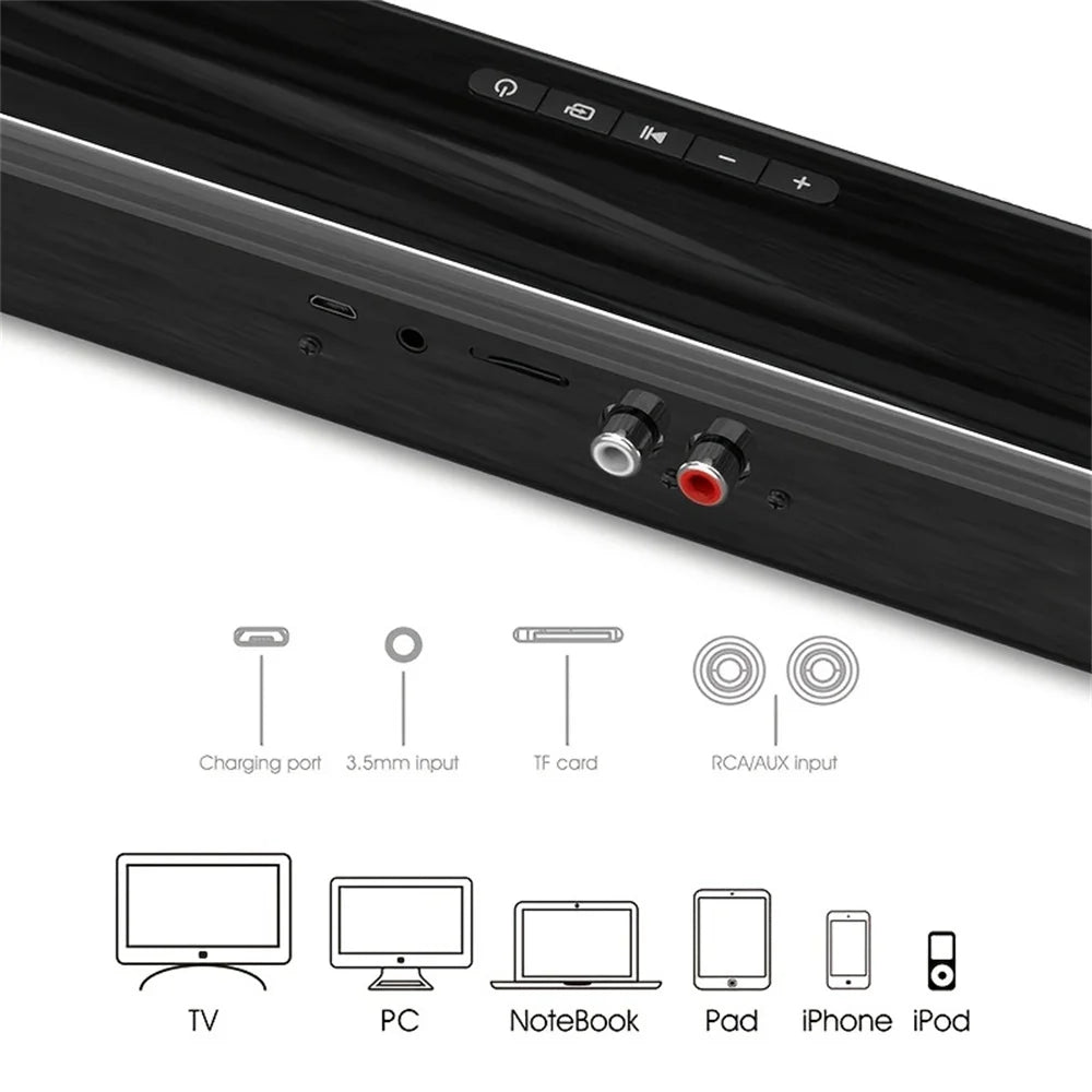 20W Wireless BT Soundbar: Enjoy Home Theater Surround Sound With PC, TV, AUX, TF, FM Radio & More!