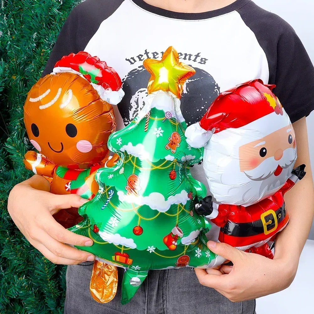 1-15PCS Christmas Balloons Aluminum Foil Small Balloon Toy Xmas Tree Gingerbread Man Santa Birthday Party Holiday Decoration