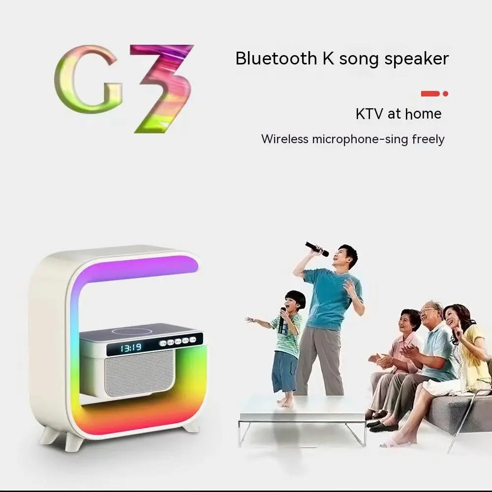 Multifunctional Bluetooth Speaker Alarm Clock Wireless Mobile Phone 15W Colorful Wireless Charging Subwoofer RGB Light Home