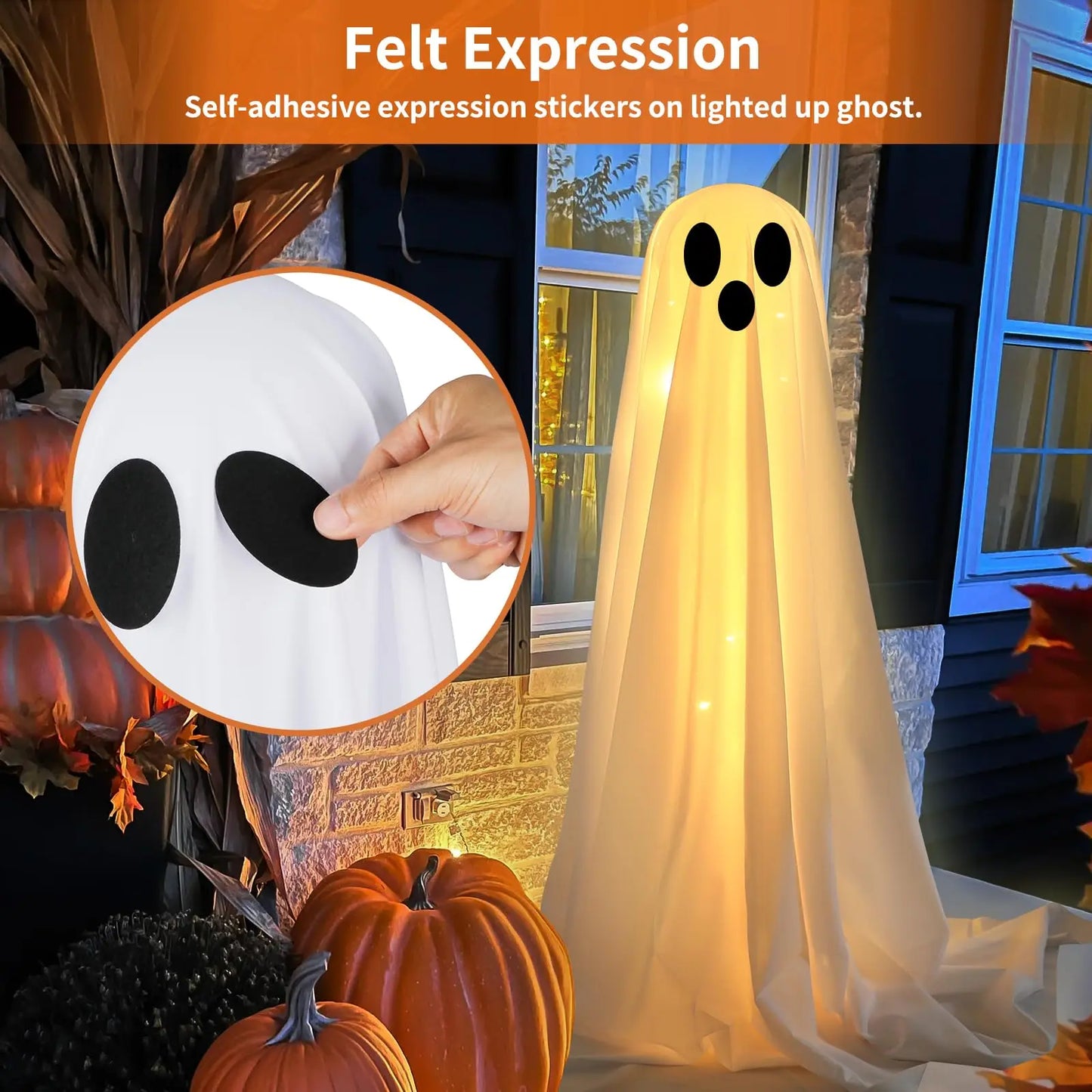 Halloween Decorations DIY 1PCS Large Lighted White Cloth Ghostswith 30 LED String Lights-Light Up Halloween Spooky Ghost Decor