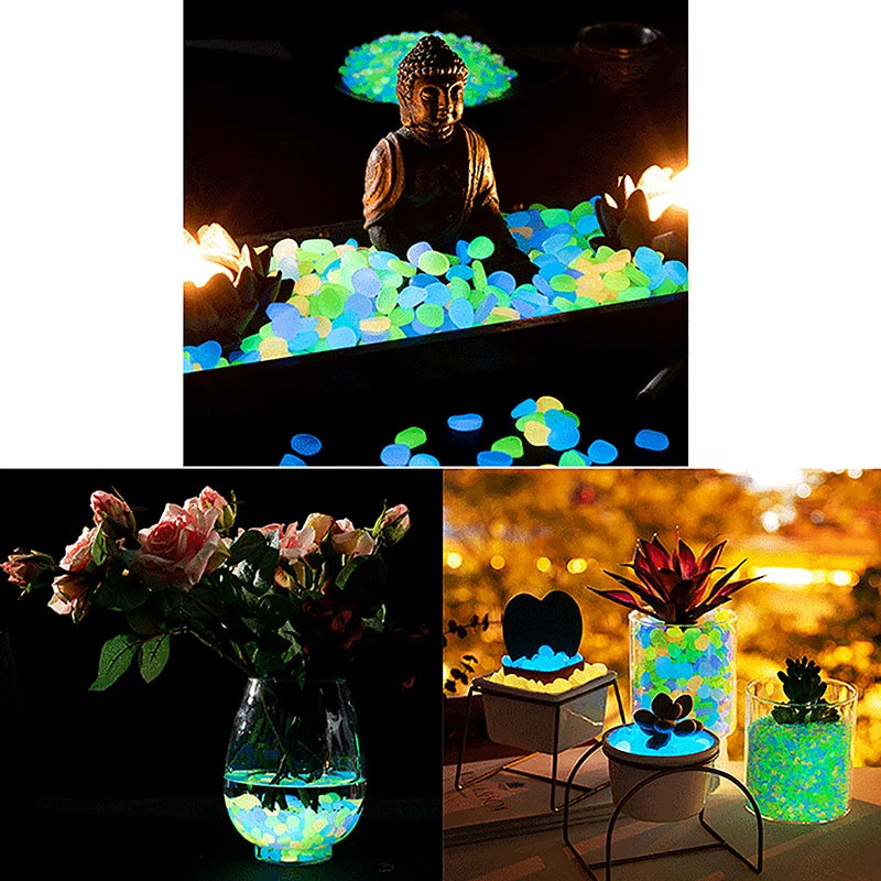 100pcs Garden Decor Luminous Stones Glow In The Dark Decorative Pebbles Outdoor Fish Tank Decoration Aquarium Accessories