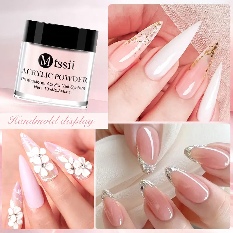 Mtssii 10g Acrylic Powder Pink Clear White Acrylic Nails Professional Polymer For Nail Extension No Need Lamp Cure Nail Supplies