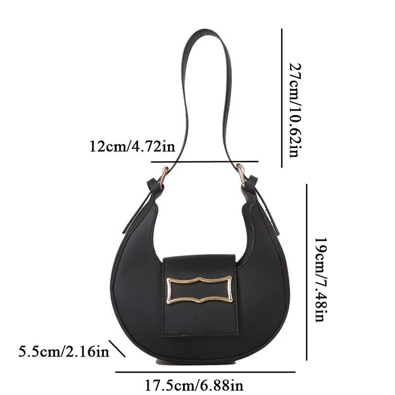 Fashion PU Leather Women's Bag Half Moon Female Shoulder Bag Designer Luxury Purse Tote Handbag Armpit Bag Black Pink Bolsas