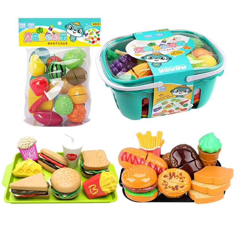 Kitchen Play House Toy Set Simulation Plastic Classic Fruit Vegetable Food Cutting Game Educational Kids Montessori Learning Toy