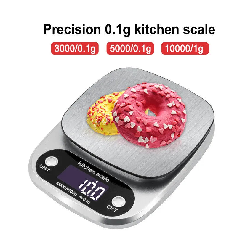 Household Kitchen Scale Electronic Food Scale Baking Scale Measuring Tool Stainless Steel Platform With Lcd Display 5kg/ 0.1g