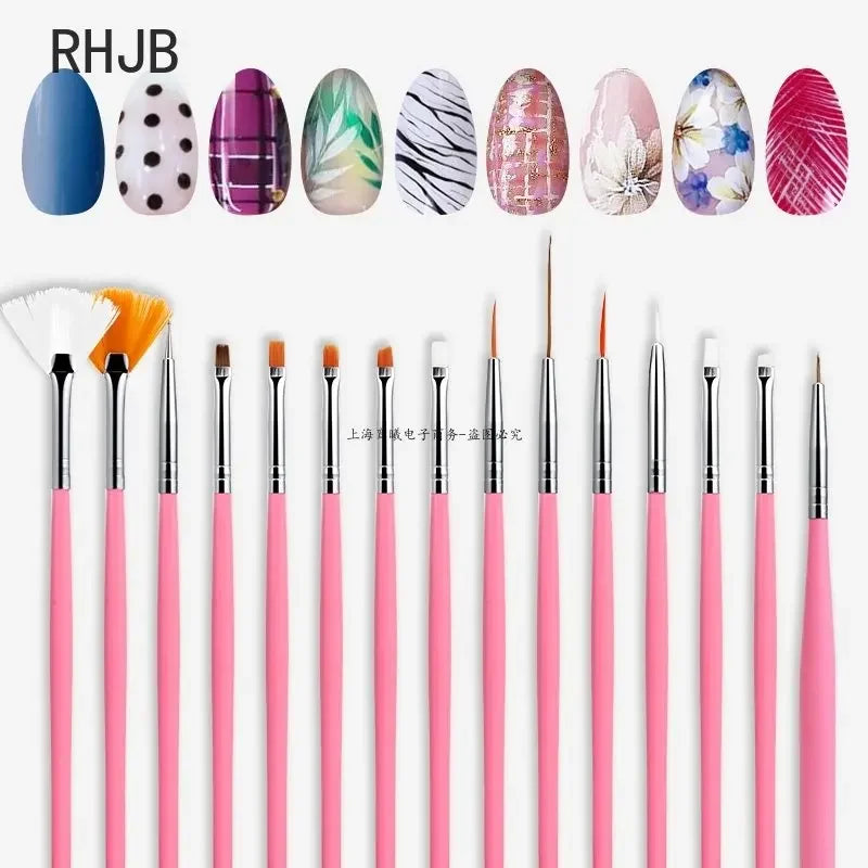 New 2025 Multiple nail art nail brush Design Tip Drawing Carving Dotting Nail Pen Builder Flat Liner Acrylic Gel Polish Manicure