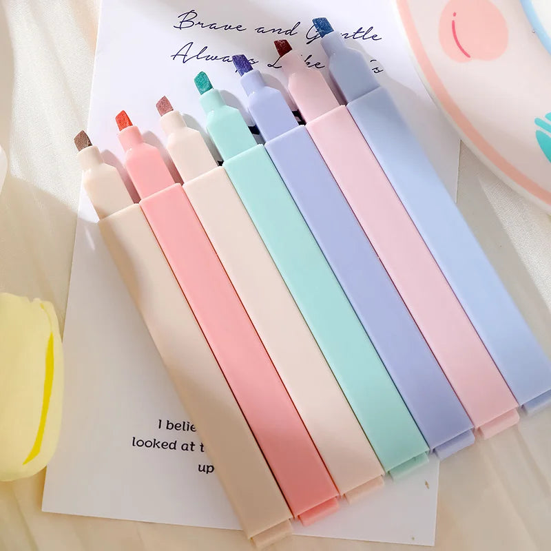 6Pcs Pastel Highlighters Pen Art Drawing Graffiti Marker Pen Colorful Fluorescent Pen Student Stationery School Office Supplies