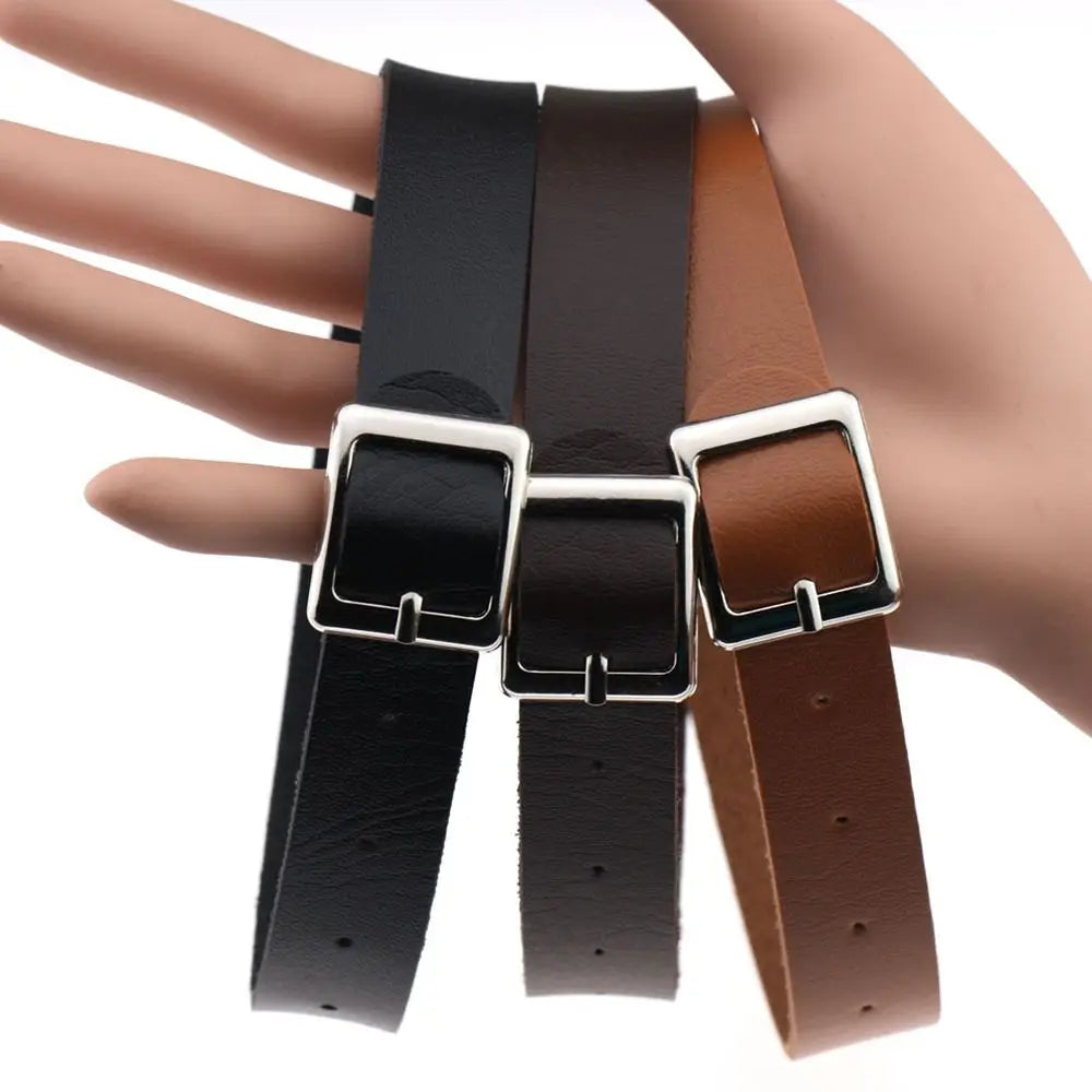 Fashion Gothic Punk Collar Necklace PU Leather Choker Necklace Buckle Collar