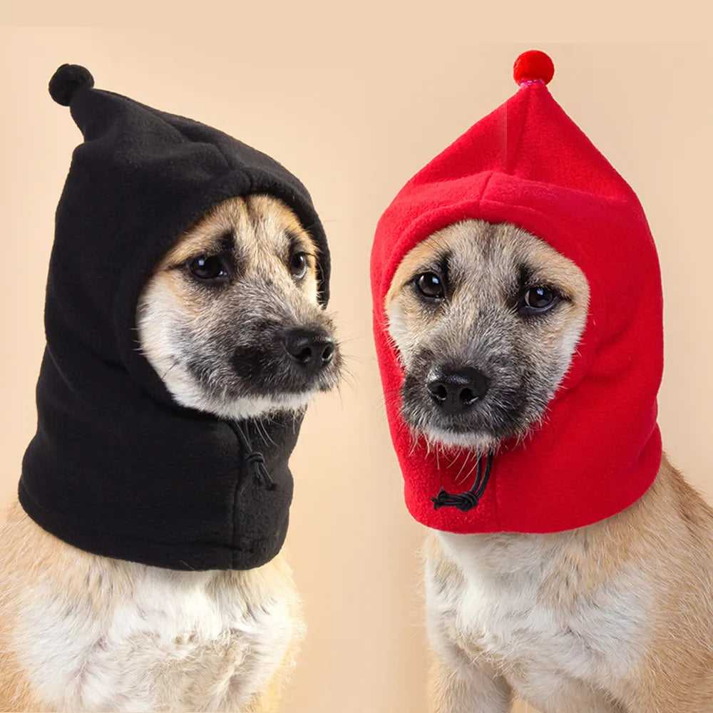 Dog Fleece Hat Drawstring Adjustment Hat For Dogs Cat Pure Color Puppy Warm Cap Pet Transformation Cap Funny Pet Casual Headgear