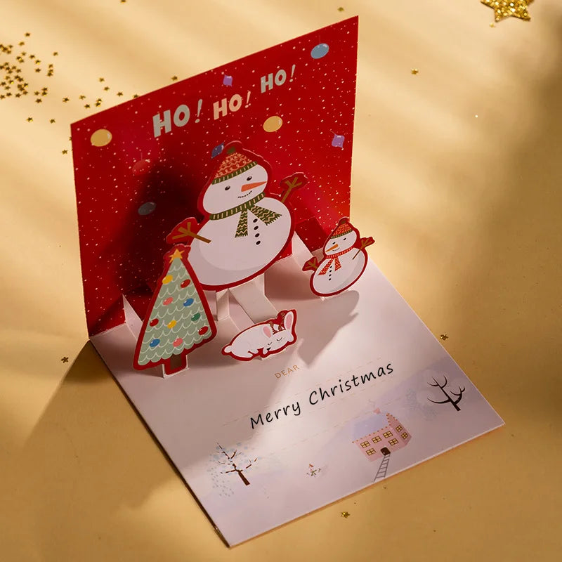 New 6/1PC 3D Greeting Cards With Envelope Friend Family Blessing Postcard For Birthday New Year Christmas Gifts Xmas Decoration