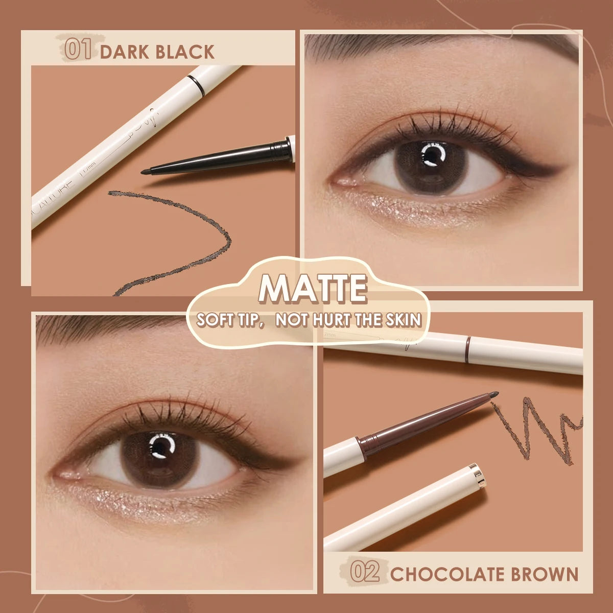 FOCALLURE Waterproof Ultra-slim Eyeliner Gel Pencil Soft High Pigment Professional Long-lasting Eyes Liner Makeup Tool Cosmetics