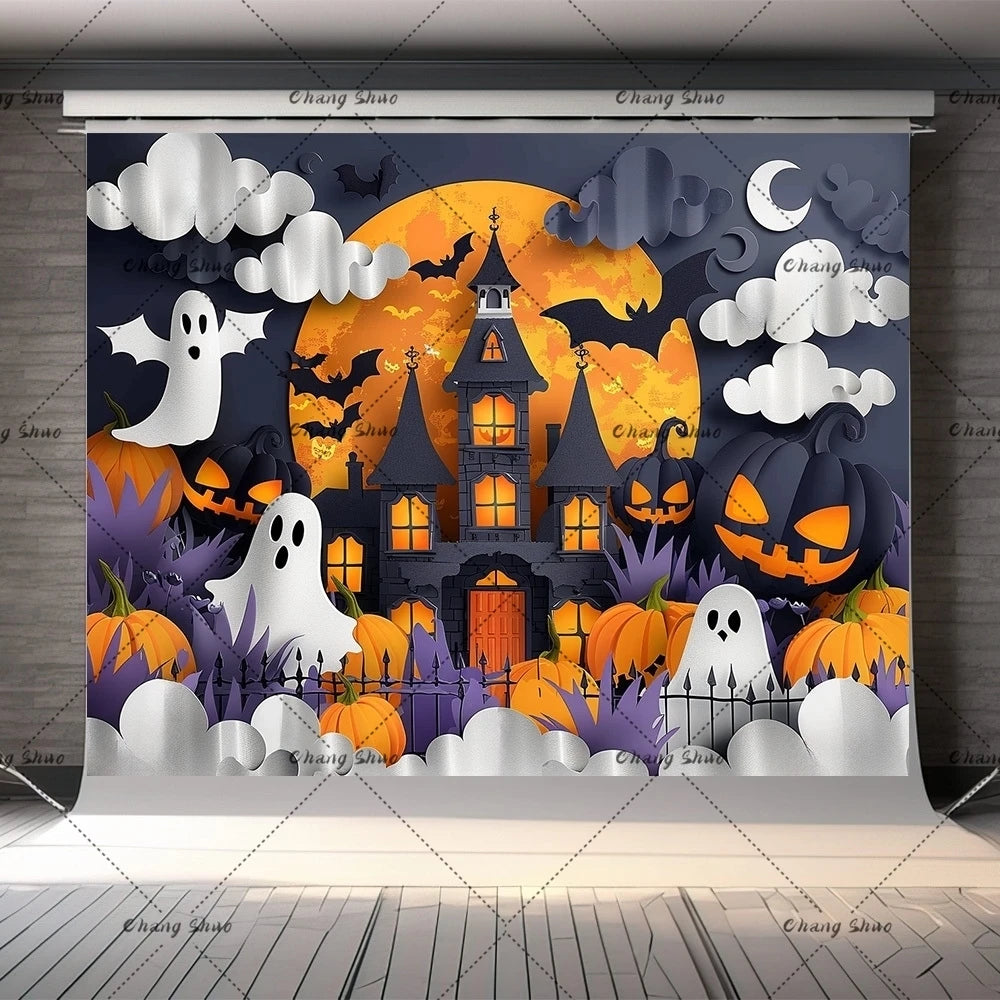 Halloween Backdrop/Party Decoration/Photo Banner Signs/Photography Background Props for Halloween Party Decoration Supplies