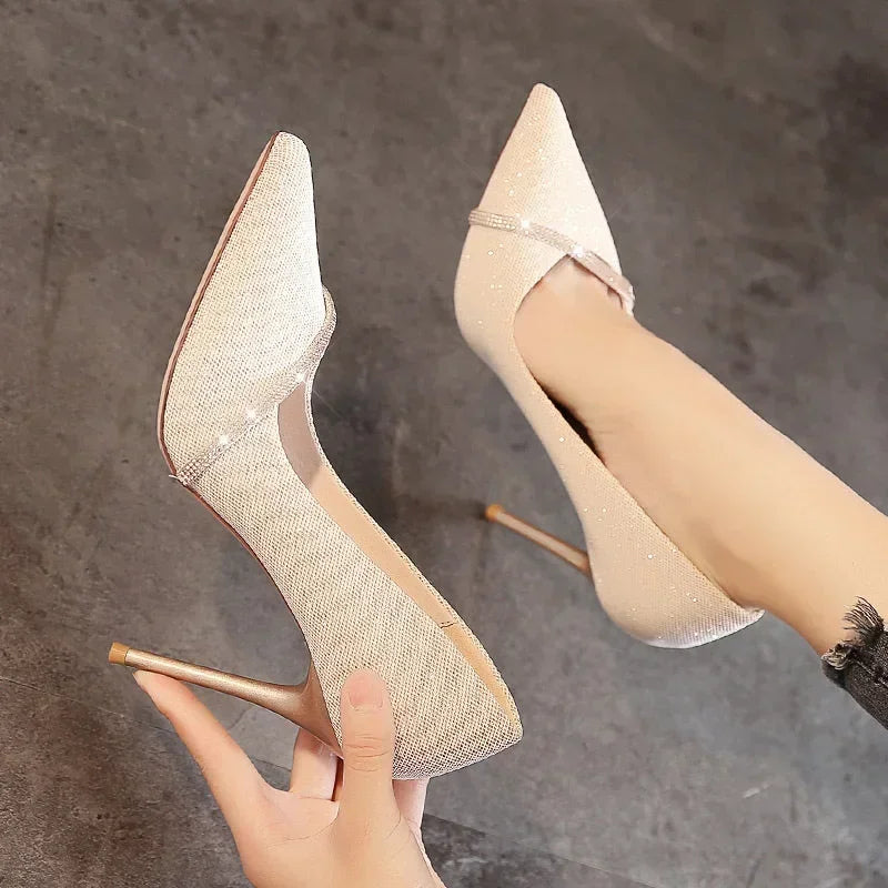 High Heels Women with 2024 New Spring and Autumn Pointy Women's Shoes Dress Wedding Shoes Temperament Banquet Single Shoes