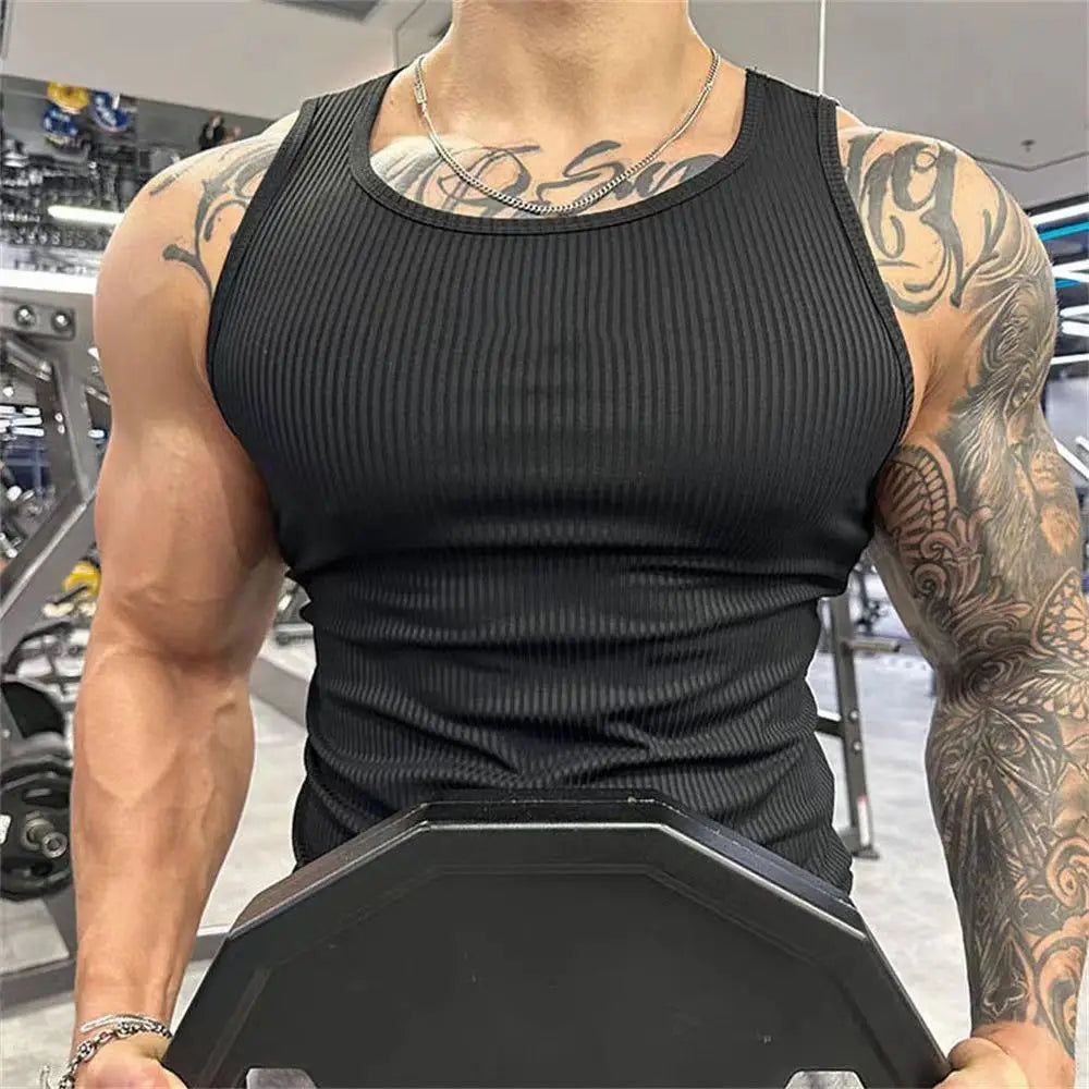 Spring Summer Fashion Tank Tops Man Solid Fit Round Neck Ropa Hombre Sleeveless Pullovers Tees Sport Hip Hop Y2K Men's Clothing