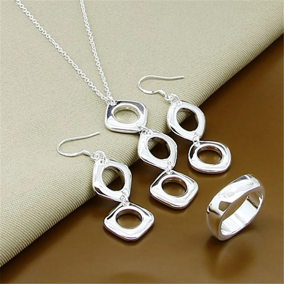 Fine Jewelry Set 925 Sterling Silver Sideways Snake Chain Bracelet Necklace Sets For Women Men Fashion Charm Jewelry Gift