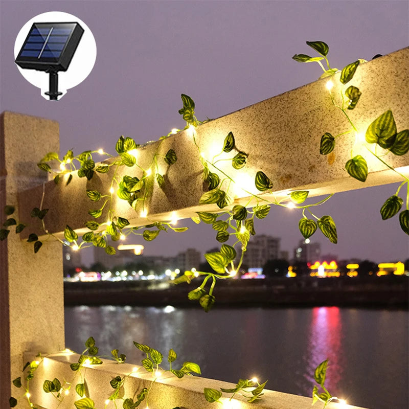 Fairy Lights 10m 100LED /5M 50 LED Solar Lights Maple Leaf Waterproof Outdoor Garland Solar Lamp Christmas for Garden Decoration