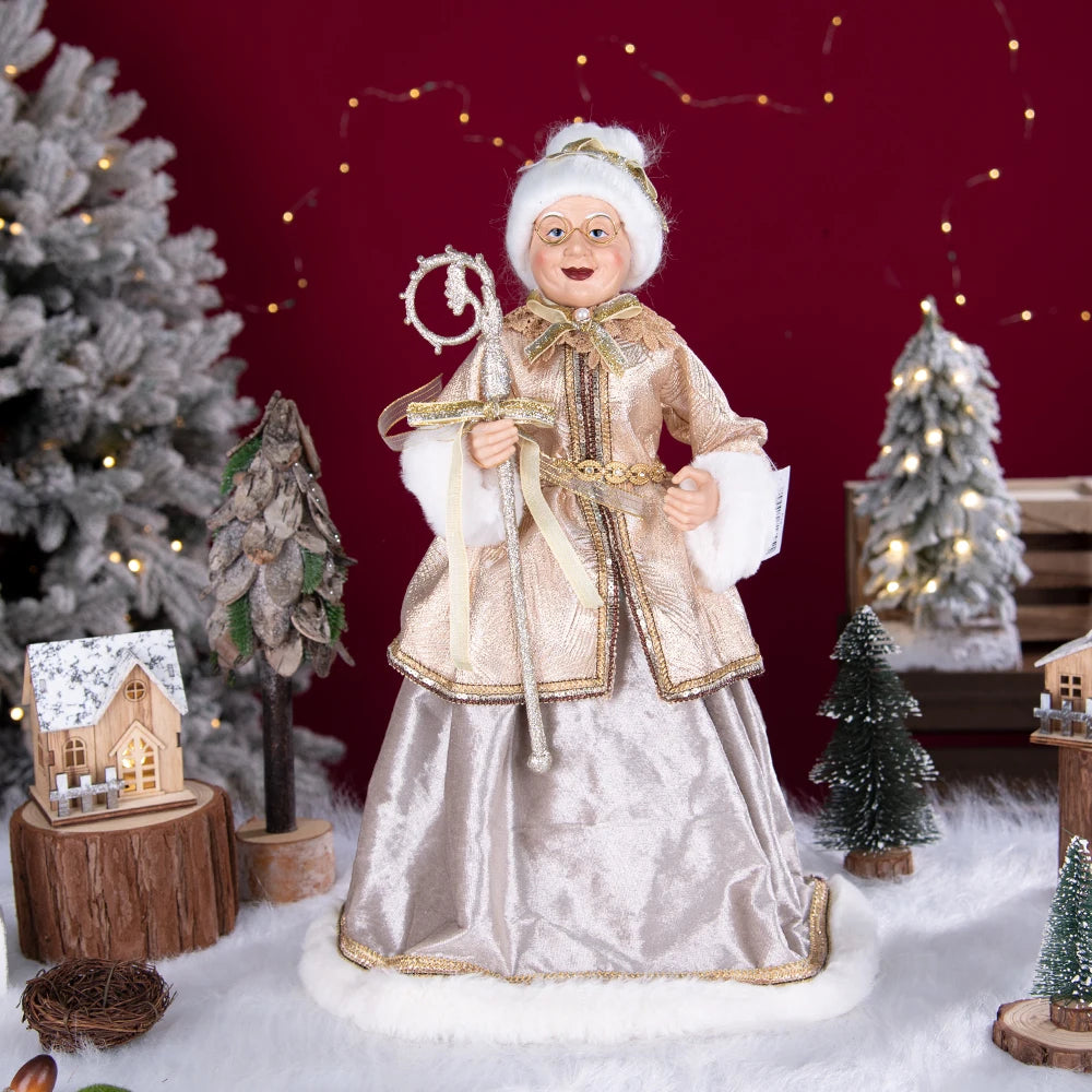 Santa Claus Granny Doll 50cm Standing Santa Claus Ornament Christmas Scene Doll Decoration 2024 Christmas Gift For Children