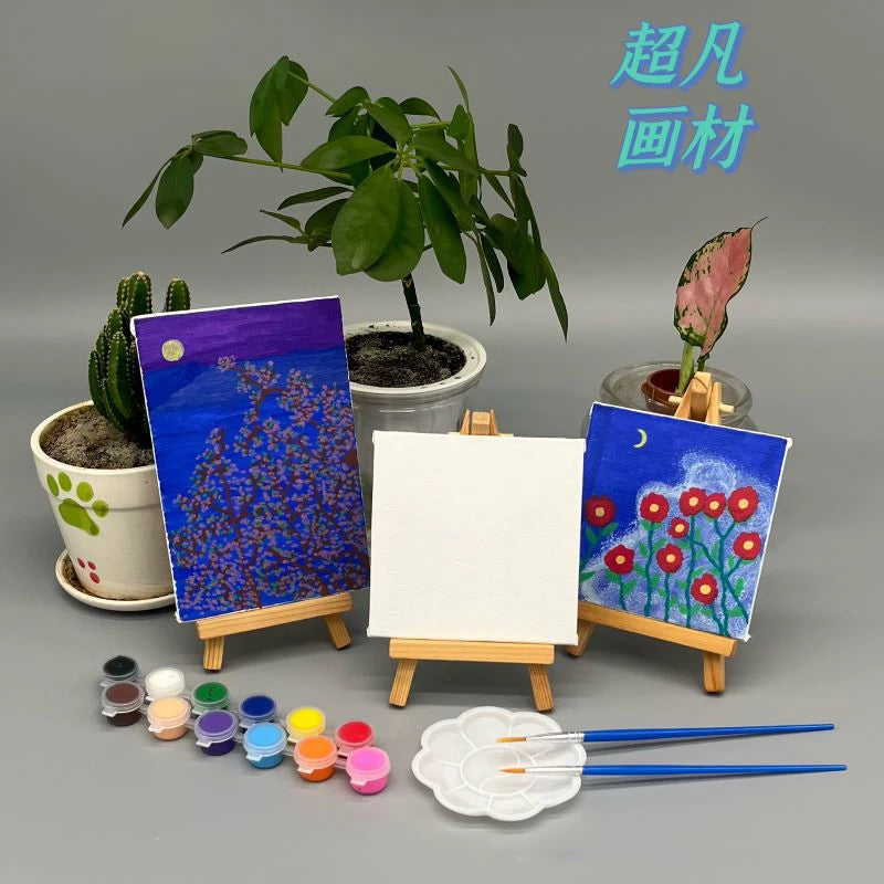 Bview Art 8*15cm oil painting board Children's coloring set Mini DIY hand-painted with easel paint brushes