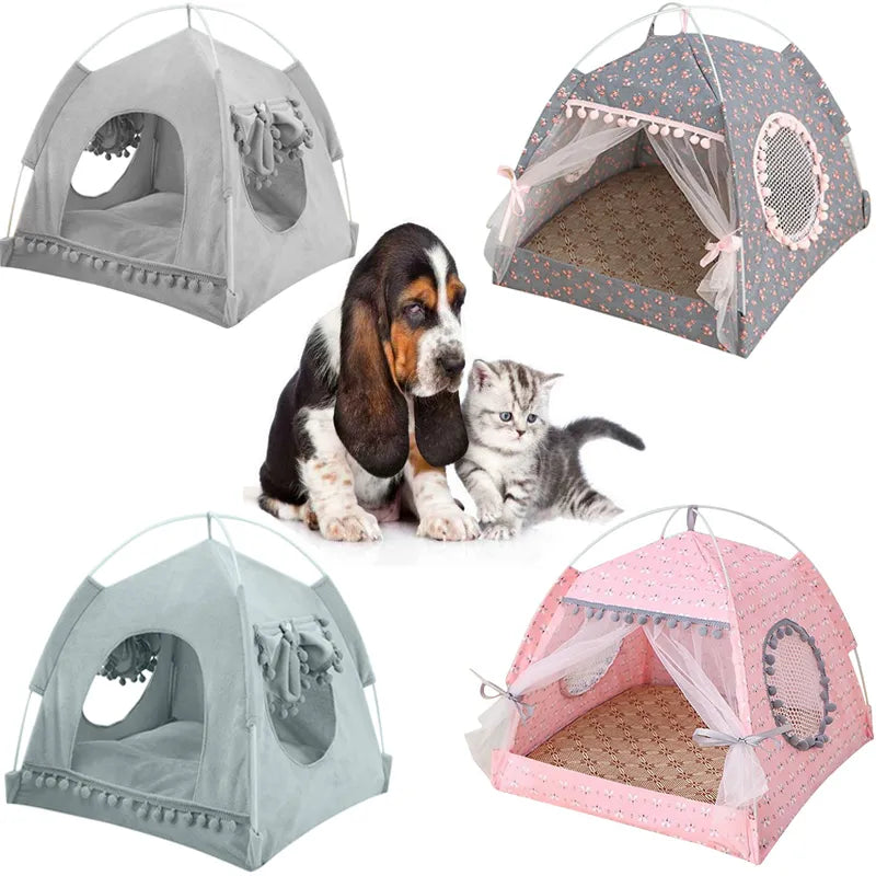 Pet Cat Tent Summer Cave Hut Cat Sleep House For Kitten Puppy Playpen Cage Basket Cat Nesk Kennel Small Dog House Bed Chihuahua