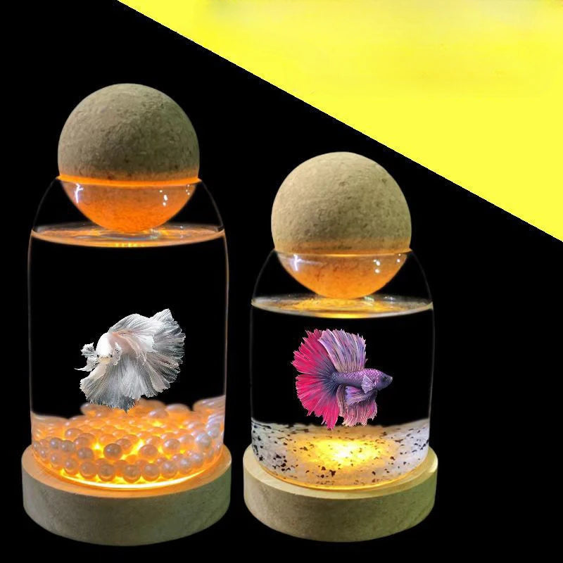 Aquarium Glass Betta Tank Office Desktop Mini Jellyfish Cup Aquarium Fishtank Betta Fish