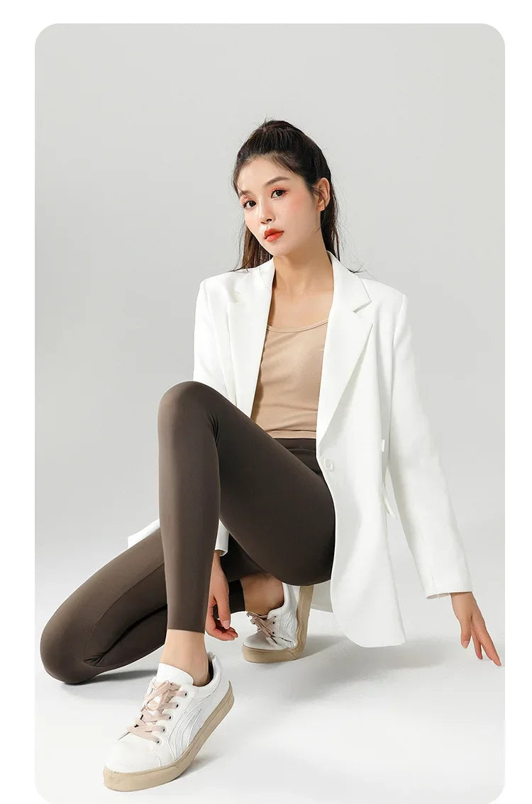 Women's Autumn Winter Thickened Alpaca Velvet Black Shark Leggings High Waist Slim Seamless Fleece Warm Leggings
