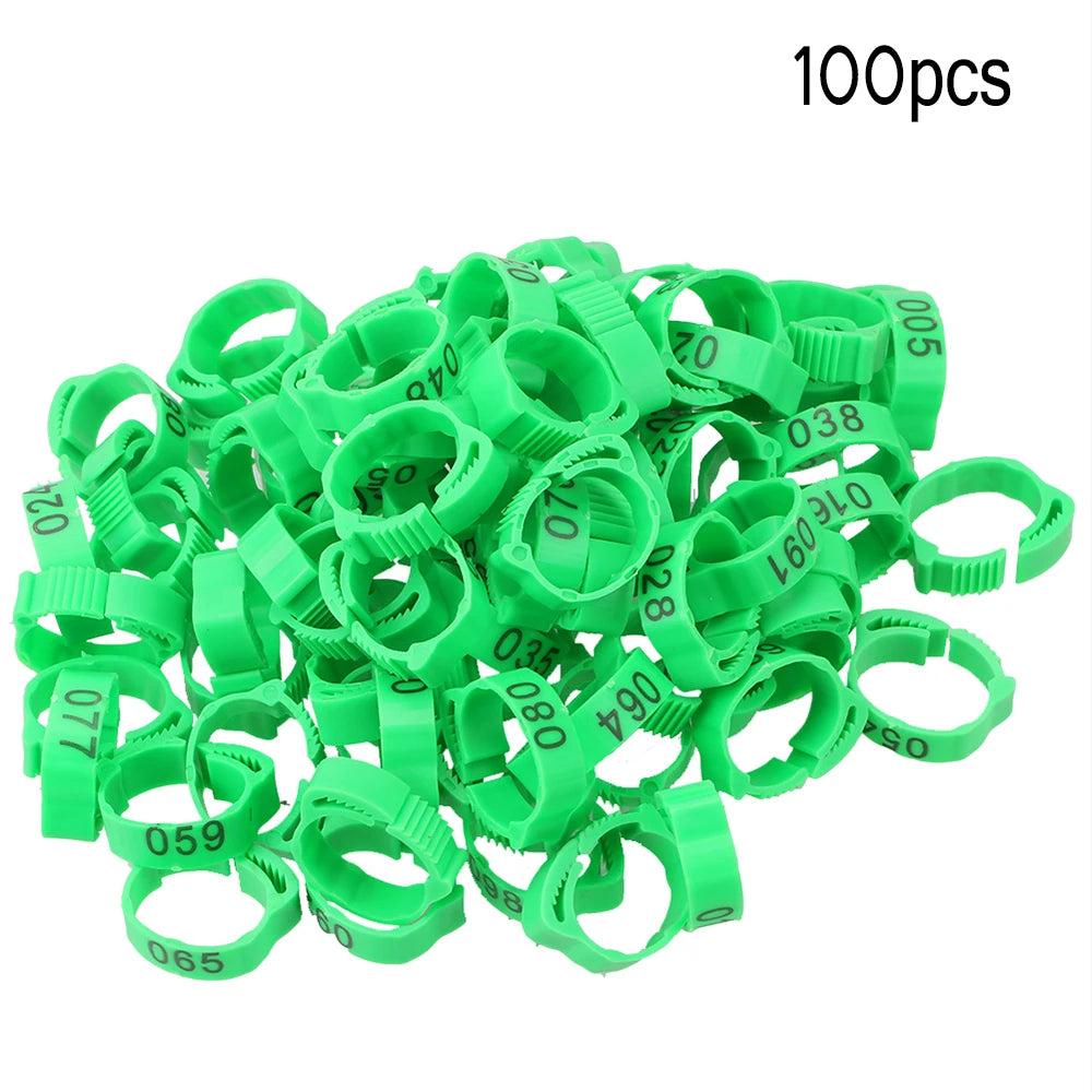 100Pcs/set Color Randomly Buckle Ring Foot Ring Leg Digital Label For Chicken Duck Pigeon Adjustable