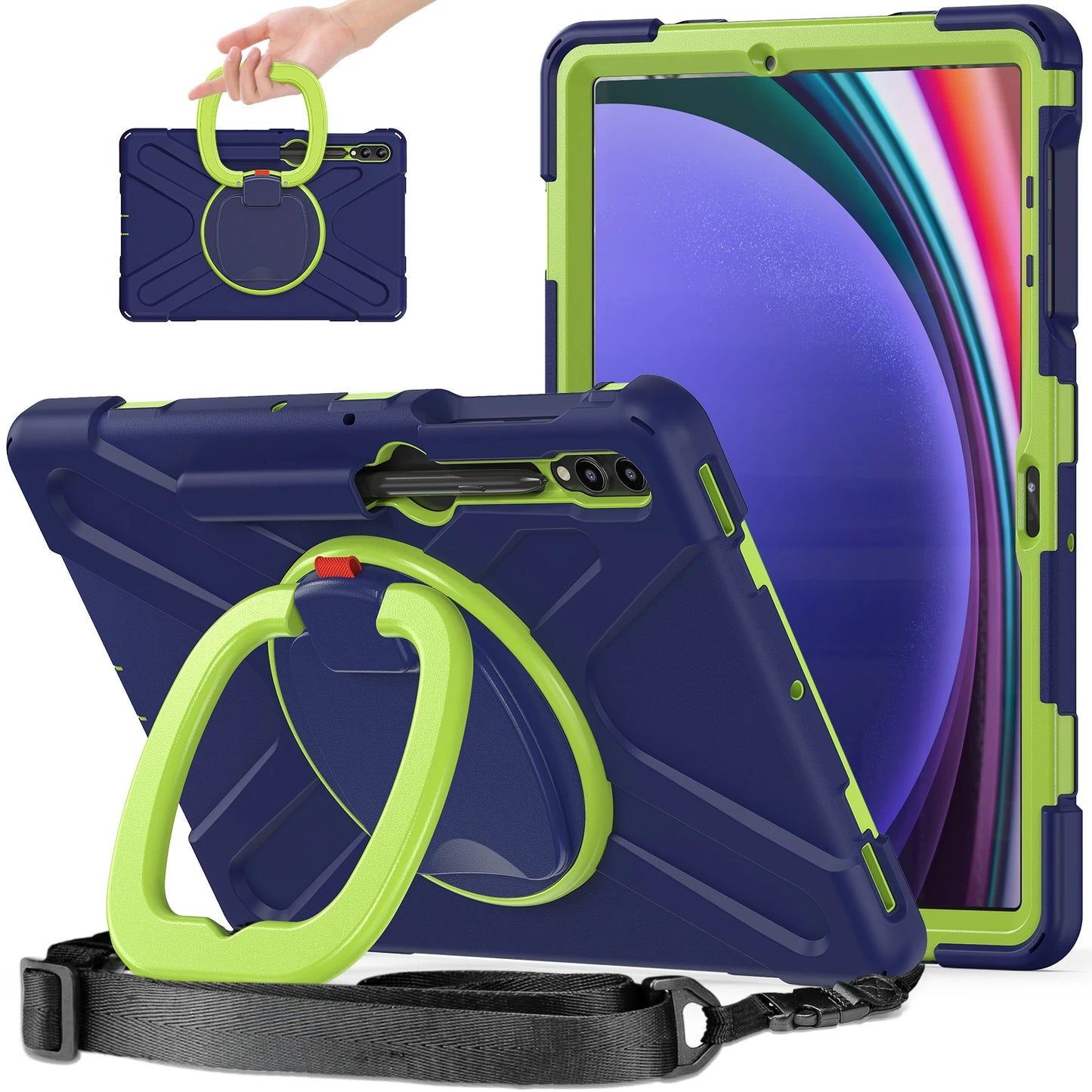 360 Rotation Hand Ring Tablet Cover For Samsung Galaxy Tab S9 FE S8 S9 S7 Plus 12.4 inch Stand Case S7FE S9 FE+ 12.4" Drop-Proof