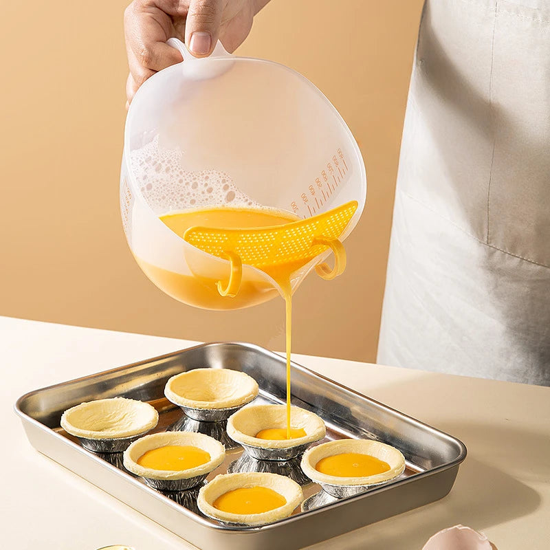 1PC Large-Capacity Measuring Cup with Filter Egg Liquid Tart Measuring Cup with Scale Kitchen Cooking Filter Bake Bowl Supplies