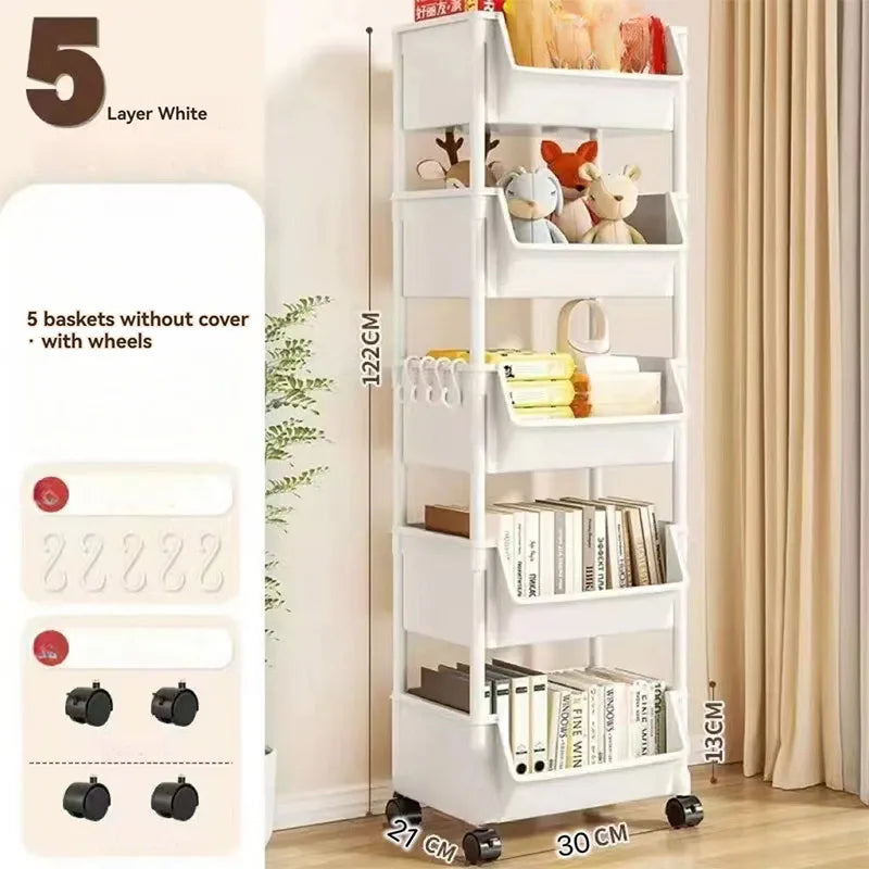 Kitchen Corner Storage Rack Narrow Slit Storage Cabinet Bathroom Living Room Home Organizer Mobile Bookshelf Floor Storage Rack