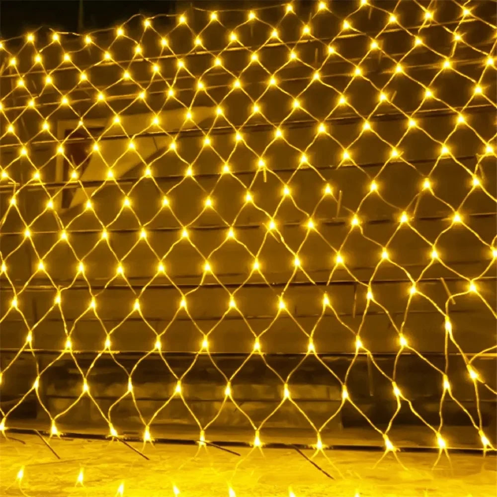Christmas Net Mesh String Light Outdoor LED Garden Holiday Party Wedding Fairy Light Garland Tree Bushes Fence Wall Decor