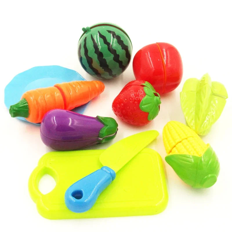 Drop Shipping 10PC /Set Plastic Kitchen Toy Fruit Vegetable Cutting Kids Pretend Play Toy Educational Cook Cosplay Kitchen Toys