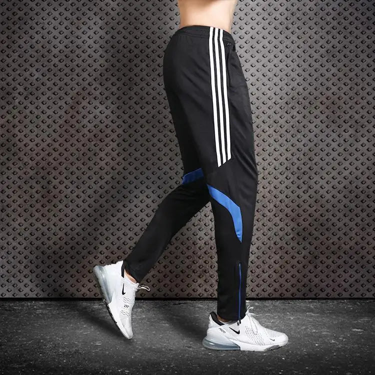 Summer Versatile Casual Sports Straight Pants Men Printed Stripe Elastic Waist Drawstring Pocket Ventilate Thin Loose Trousers