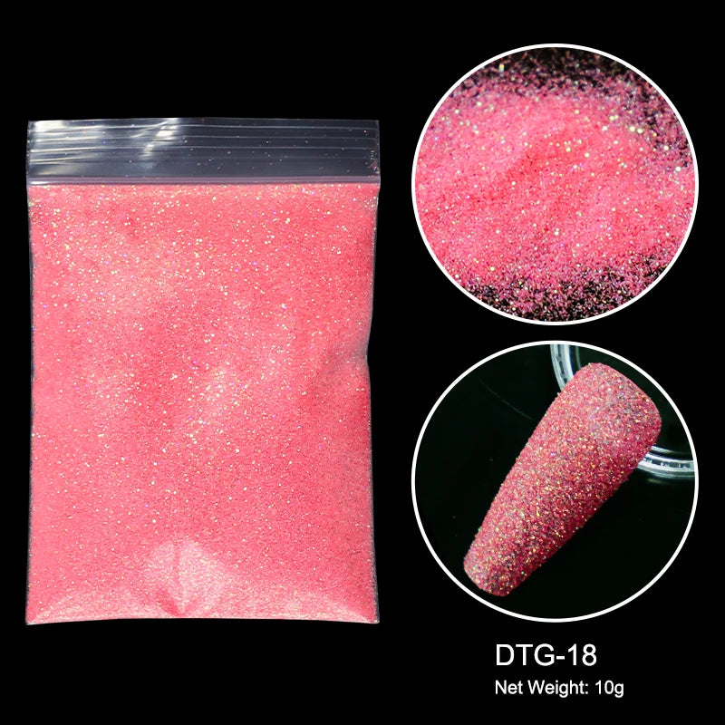 10g/bag Shining Sugar Nail Glitter Colorful Powder Candy Coat Effect White Black Pigment Dust Nails Art Decorations DIY Supplies